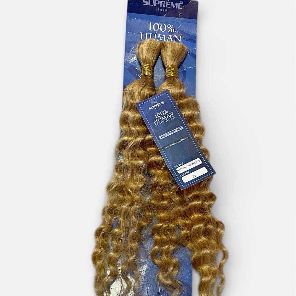 Supreme Human Hair Bulk Boho Deep Wavy Extensions - Golden Honey Blonde 27 18”